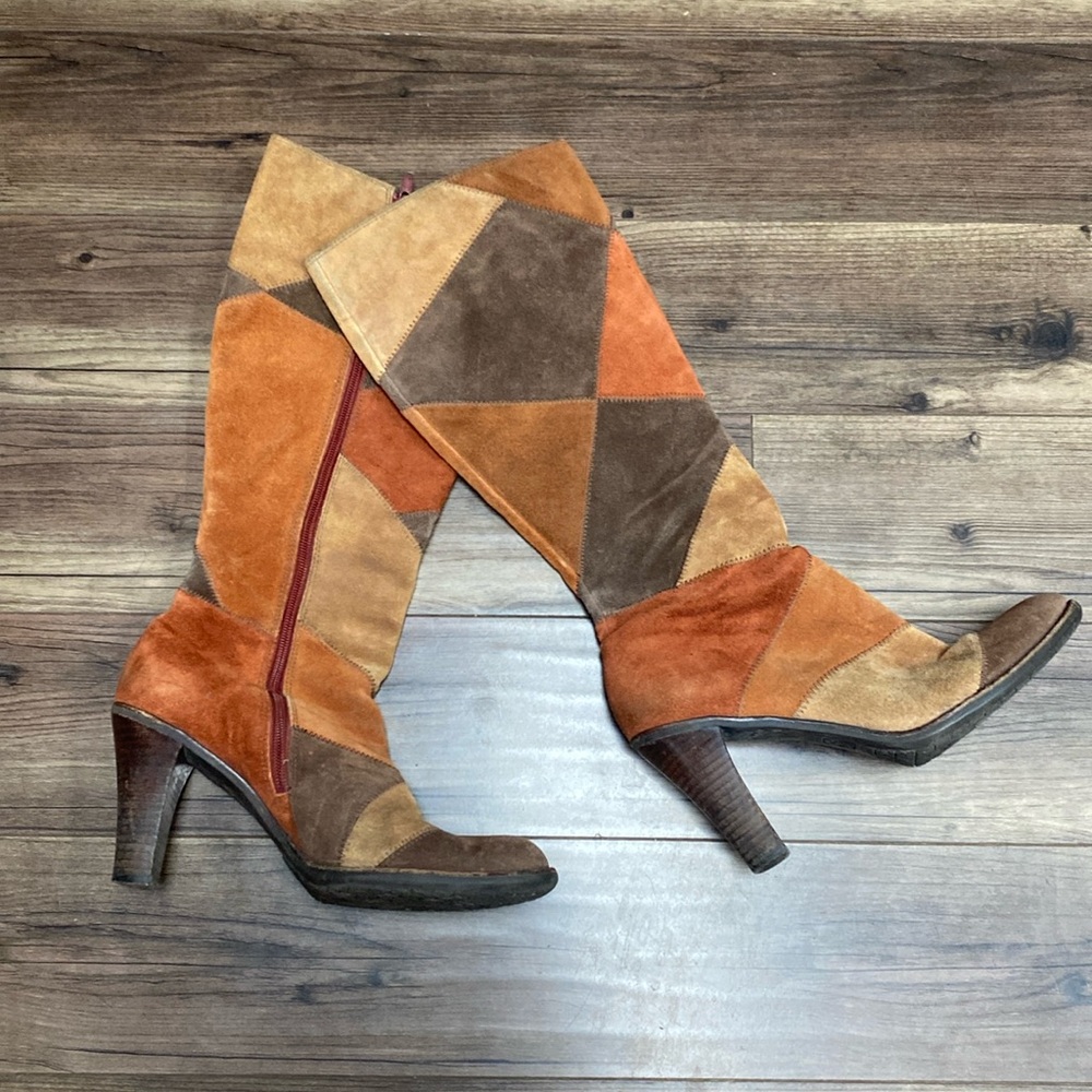 Vintage 60s/70s suede leather patchwork boots